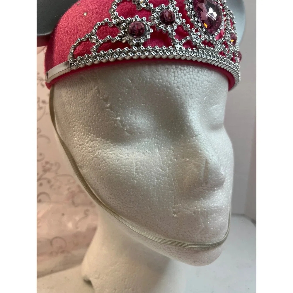 Disney Princess Mickey Mouse Ear Hat Pink Tiara Rhinestone Veil Youth One Size